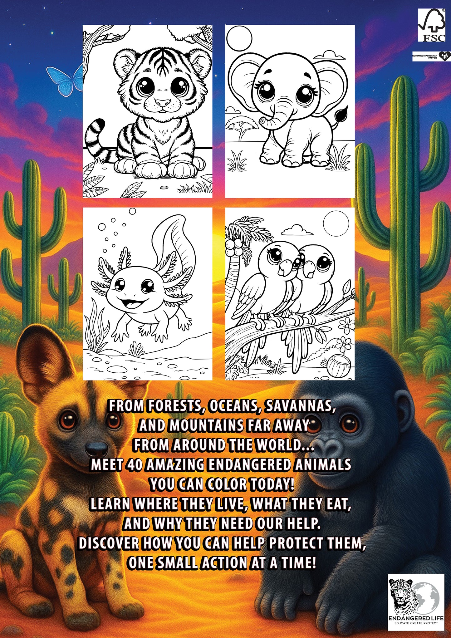 Educational coloring book for kids- The World’s Most Endangered Animals