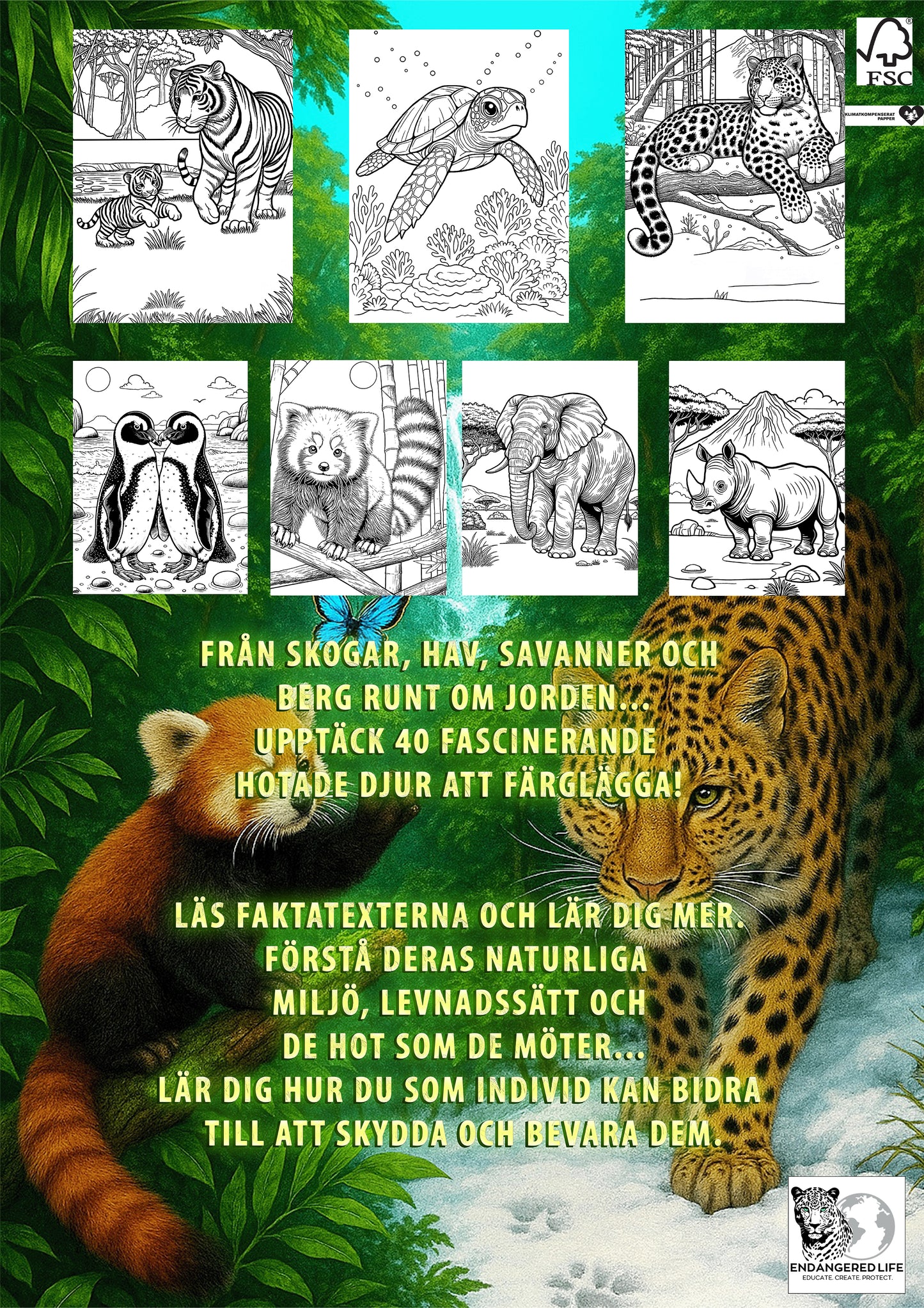 Utbildande målarbok- Världens mest utrotningshotade djur