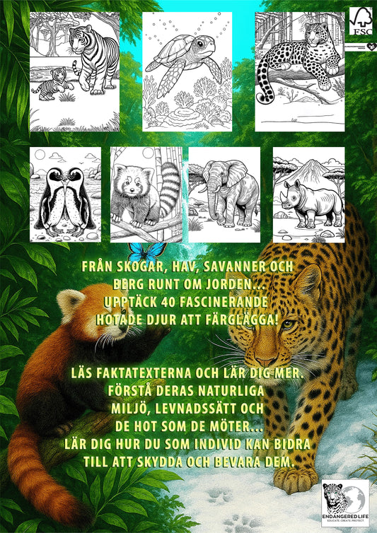 Utbildande målarbok- Världens mest utrotningshotade djur